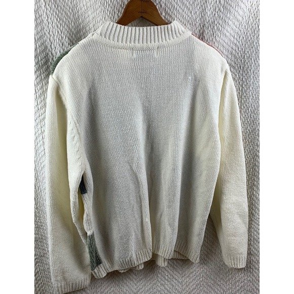 Alfred Dunner Womens XL Chenille Colorblock Patchwork Mock Neck Sweater Cream - Picture 6 of 8